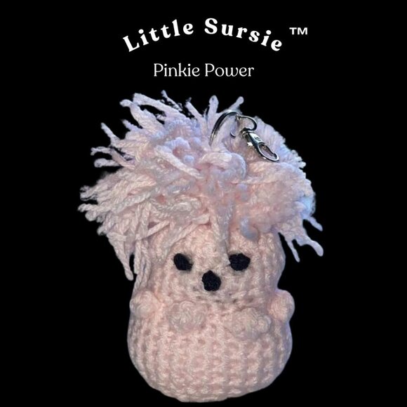 Handmade Accessories - Handmade Crochet Amigurumi Pinkie Power Crocheted Plush Keychain or Purse Charm